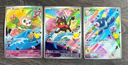 Pokemon First Partner Illustration Collection Alola Rowlet Popplio Litten NM - Image 1