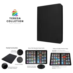 16 Pocket Trading Card Binder - Elegant Black, Archival-Safe, 1024 Card Capacity - Image 1