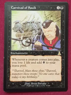 Magic The Gathering URZA'S DESTINY CARNIVAL OF SOULS black card MTG - Image 1
