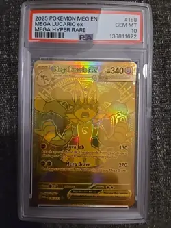 2025 POKEMON MEG EN-MEGA EVOLUTION MEGA HYPER RARE #188 MEGA LUCARIO EX PSA 10 - Image 1