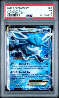 Pokemon TCG Glaceon EX PSA 1 Fates Collide 20/124 POP 3 - Image 1