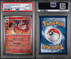 2025 POKEMON PRE EN-PRISMATIC EVOLUTIONS MASTER BALL REVERSE HOLO FLAREON PSA 10 - Image 3