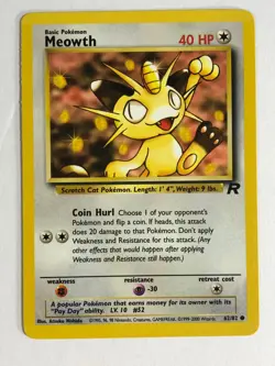 Pokemon TCG Team Rocket Meowth 62/82 Light Played - Image 1