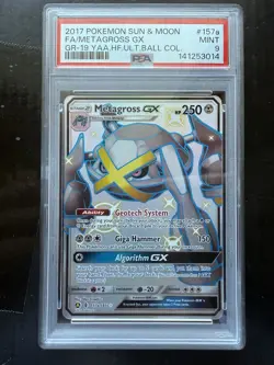 Pokemon Hidden Fates Shiny Promo Metagross GX 157a/145 Alt Art PSA 9 - Image 1