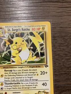 2000 Pokemon Gym Heroes Lt Surges Raichu 11/132 Holo Swirl NM Condition Vintage - Image 4