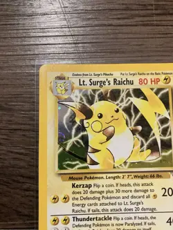 2000 Pokemon Gym Heroes Lt Surges Raichu 11/132 Holo Swirl NM Condition Vintage - Image 5