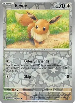 Eevee 133/165 Common 151 Pokemon Reverse Holo Near Mint - Image 1