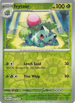Ivysaur 002/165 Uncommon 151 Pokemon Reverse Holo Near Mint - Image 1