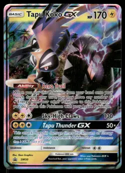 Pokemon Cards Tapu Koko GX SM50 Sun & Moon Promo Holo Promo NM - Image 1