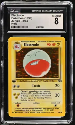 CGC 9 NM/MINT Electrode 1999 Jungle 1st Edition 2/64 Holo Pokemon Card - Image 1