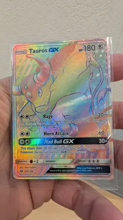 Pokemon Tauros GX Full Art Holo Rainbow Rare Card Sun & Moon 156/149 NM - Image 2