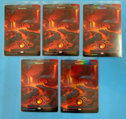 Unfinity Borderless Full Art Foil MOUNTAIN x5 mtg I Combine Ship - Image 1