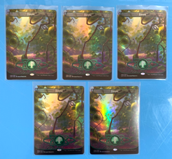 Unfinity Borderless Full Art Foil FOREST x5 mtg I Combine Ship - Image 1