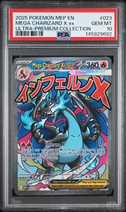 2025 Pokemon MEP EN Mega Charizard EX Ultra Premium Collection 023 PSA 10 GEM MT - Image 1