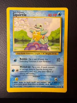 DMG Base Set Unlimited Squirtle 63/102 Common Pokemon - Image 1