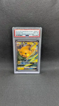2019 Pokemon Raichu GX SM213 Black Star Hidden Fates Ultra Rare PSA 8 - Image 1