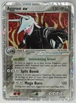 Pokemon Aggron ex 89/100 Crystal Guardians Holo Damaged Multiple Creases -Loved - Image 1