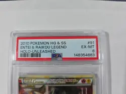 Pokemon Unleashed Holo Entei Raikou Legend #91 PSA 6 - Image 2