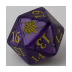 WOTC MTG Spindown d20 Life Counters Throne of Eldraine - Purple w/Gold NM - Image 1