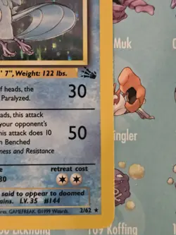 Pokemon TCG Articuno 2/62 Fossil 1st Edition Holo Card - Image 5