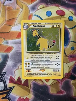 Pokemon TCG Ampharos Neo Revelation Holo Card 1/64 Unlimited Rare Partial Swirl - Image 1