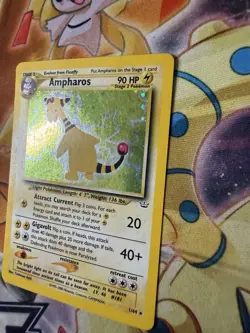 Pokemon TCG Ampharos Neo Revelation Holo Card 1/64 Unlimited Rare Partial Swirl - Image 2