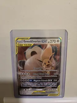 Eevee & Snorlax GX 120/181 Team Up Sun & Moon Tag Team Holo Card - Image 1