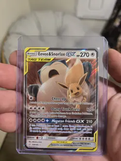 Eevee & Snorlax GX 120/181 Team Up Sun & Moon Tag Team Holo Card - Image 3