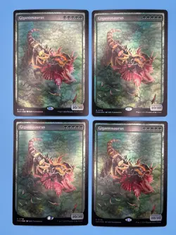 4x Gigantosaurus Full Art FOIL Foundations Green Dinosaur 10/10 MTG Magic - Image 1