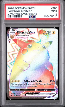 2020 POKEMON SWORD & SHIELD VIVID VOLTAGE SECRET FULL ART/PIKACHU VMAX PSA 9 - Image 1