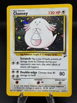 Pokemon TCG Chansey 3/130 Base Set 2 Holo Unlimited Rare - HP/Damaged - Image 1