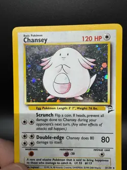Pokemon TCG Chansey 3/130 Base Set 2 Holo Unlimited Rare - HP/Damaged - Image 3