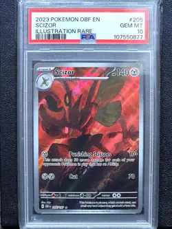 Pokemon 2023 Scizor 205/197 Illustration Rare Obsidian Flames GEM MINT PSA 10 - Image 1
