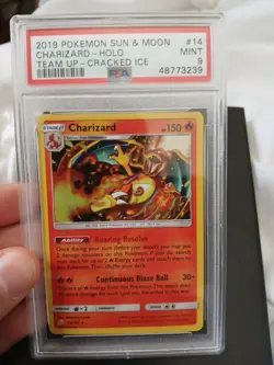 2019 Pokemon Sun And Moon Charizard Holo Team Up Cracked Ice Psa 9 - Image 1