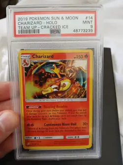 2019 Pokemon Sun And Moon Charizard Holo Team Up Cracked Ice Psa 9 - Image 2