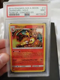 2019 Pokemon Sun And Moon Charizard Holo Team Up Cracked Ice Psa 9 - Image 3