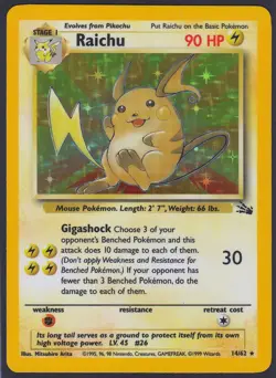 Raichu 14/62 Holo Rare Fossil Pokemon NM - Image 1