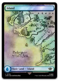 Island (0716) (Surge Foil) #716 (LP) Lord of the Rings LTR Magic MTG - Image 1