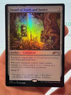 1X FOIL Sword of Truth and Justice MINT Secret Lair MTG Magic Nils Hamm Art EDH - Image 1