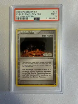 2006 Pokemon - Full Flame Reverse Holo Trainer EX Legend Maker 74/92 PSA 9 Mint! - Image 1