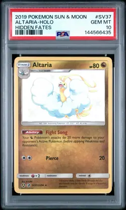 PSA 10 ALTARIA-HOLO 2019 POKEMON SUN & MOON HIDDEN FATES #SV37 - Image 1