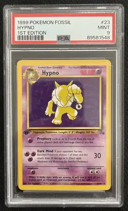 PSA 9 MINT Hypno #23 1st Edition Fossil 1999 Pokemon Vintage WOTC Rare Non Holo - Image 1