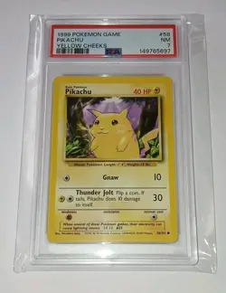 Vintage PIKACHU #58 - Base Set - Yellow Cheeks PSA 7 NM 🌟 Pokemon 1999 - Image 3