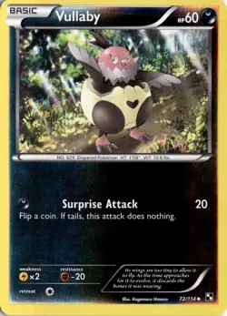 Vullaby 72/114 Reverse Holo Black and White Pokemon Card TCG - Image 1
