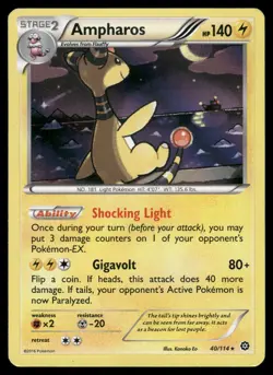 Ampharos 40/114 Holo Rare Steam Siege Pokemon Holo Moderately Played - Image 1