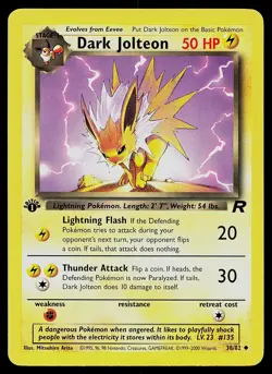 Pokemon Team Rocket 38/82 Dark Jolteon Pokemon Card 1st Edition - Image 1
