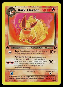 Pokemon Team Rocket 35/82 Dark Flareon Pokemon Card 1st Edition - Image 1