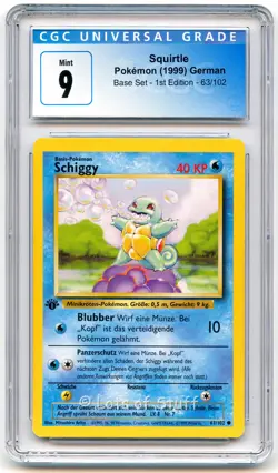 CGC 9 MINT German Squirtle / Schiggy Base Set 1st Edition Pokemon 63/102 -31 - Image 1