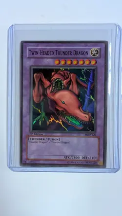 1996 Konami 1st Ed. Yu-Gi-Oh Trading Card Twin-Headed Thunder Dragon YC1 - Image 1