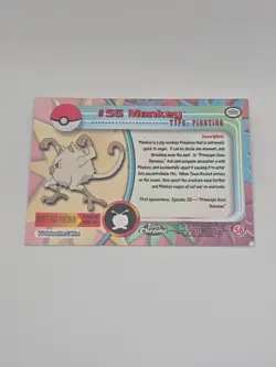Pokemon Card - 2000 Topps Chrome Series 1 Mankey #56 Holo Foil - Image 4